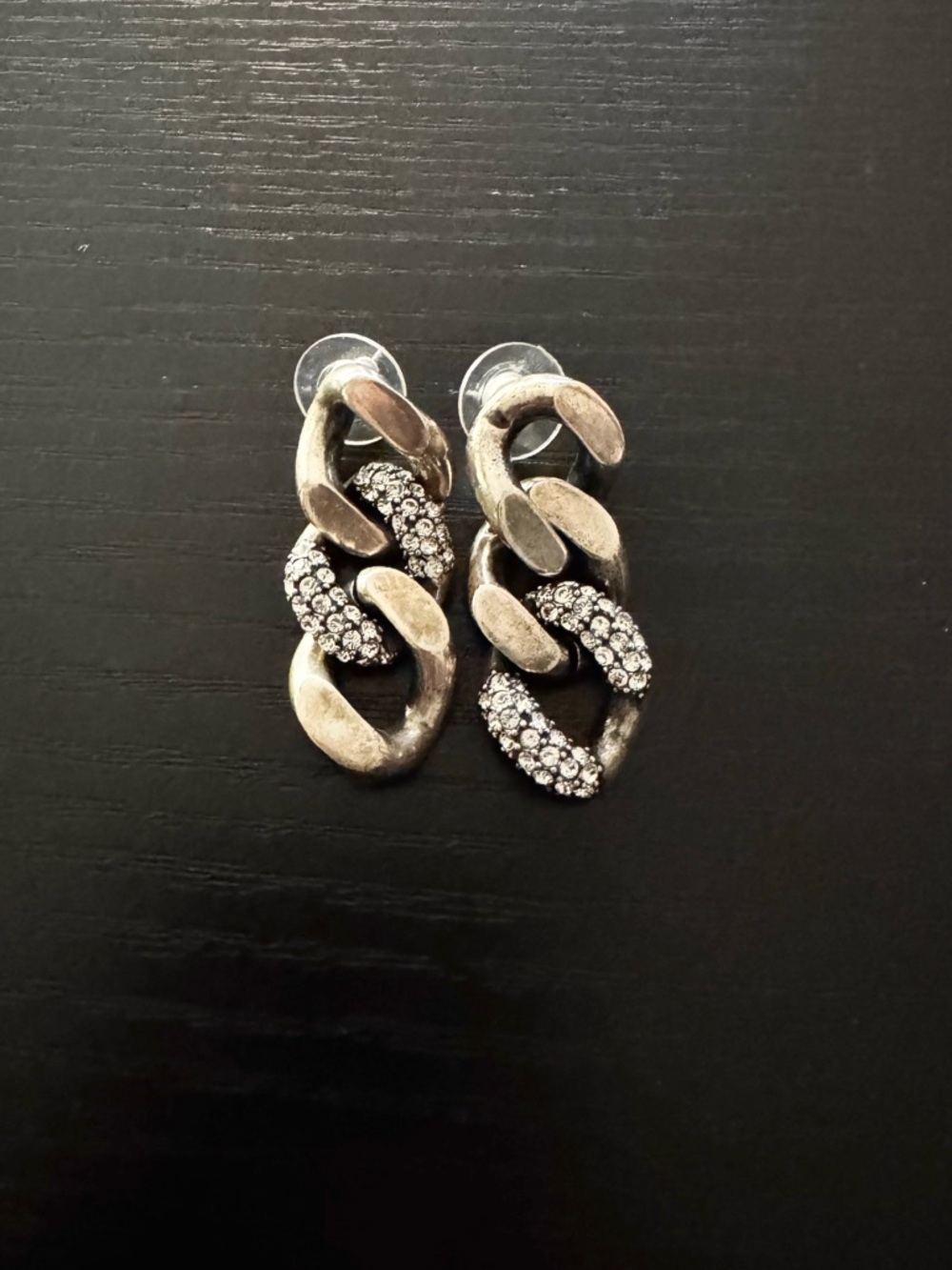 Saint Laurent Crystal Curb Link Drop Earrings